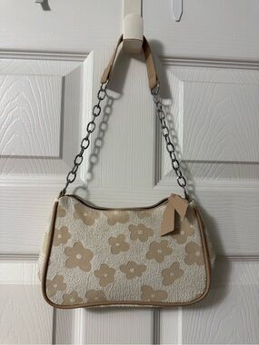 SHEIN Beige Floral Chain-Handle Shoulder Bag